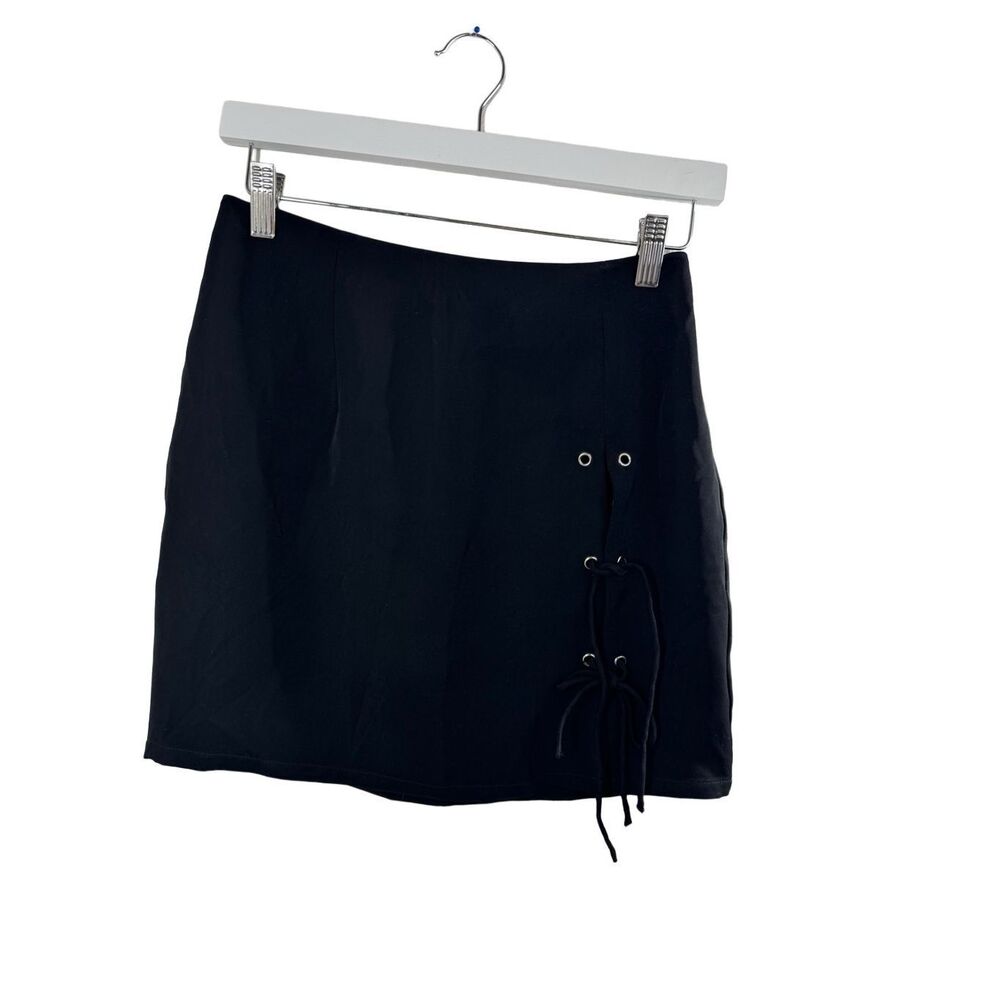 Superdown X Chantel Jeffries Deidra Black Lace Up Mini Skirt Size S Gothcore